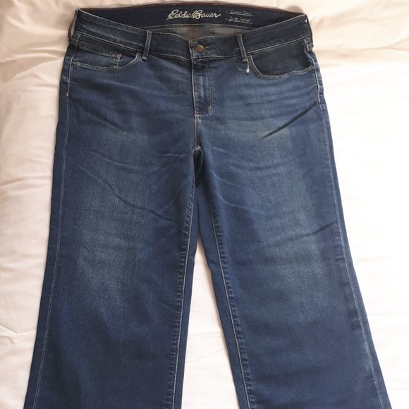 Eddie Bauer Slightly Curvy Slim Straight Cropped Jeans Size 16 - Picture 3 of 13
